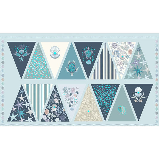 Lewis And Irene Ocean Pearls Bunting Fabric Panel A832