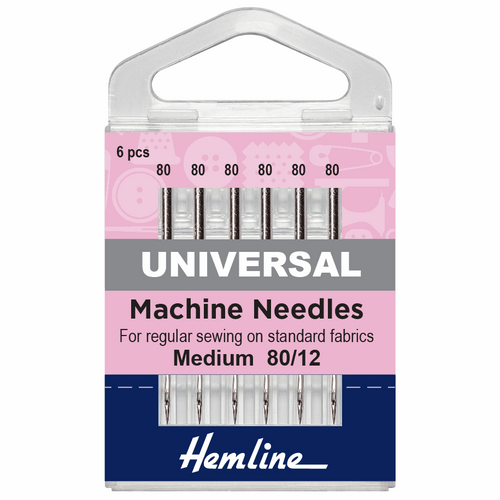 Hemline Sewing Machine Needles: Universal: Medium 80/12