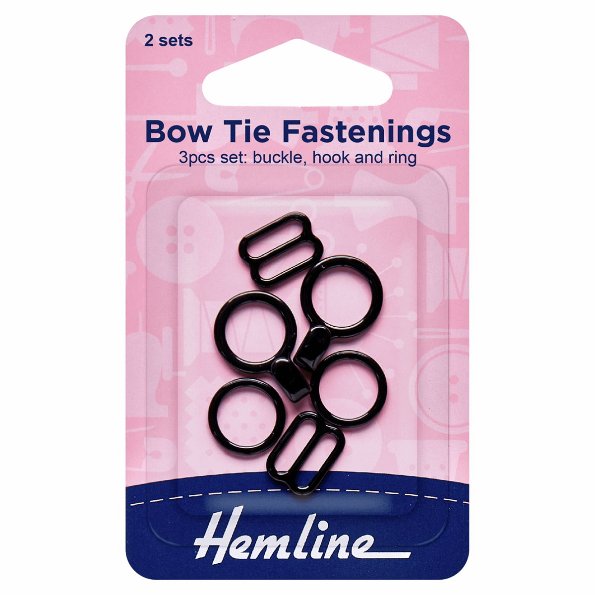Hemline Bow Tie Fastenings Set