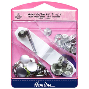 Hemline Anorak/Jacket Snaps Starter Kit - Silver